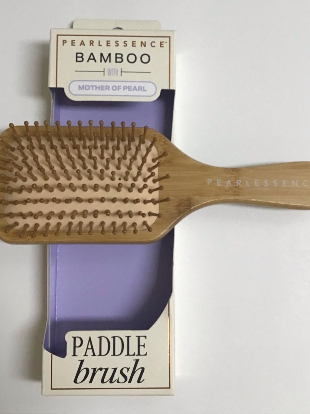 BAMBOO Paddle Hair Brush Wood MOTHER OF PEARL Bath Vanity Pearlessence Luxe NEW - Picture 3 of 16